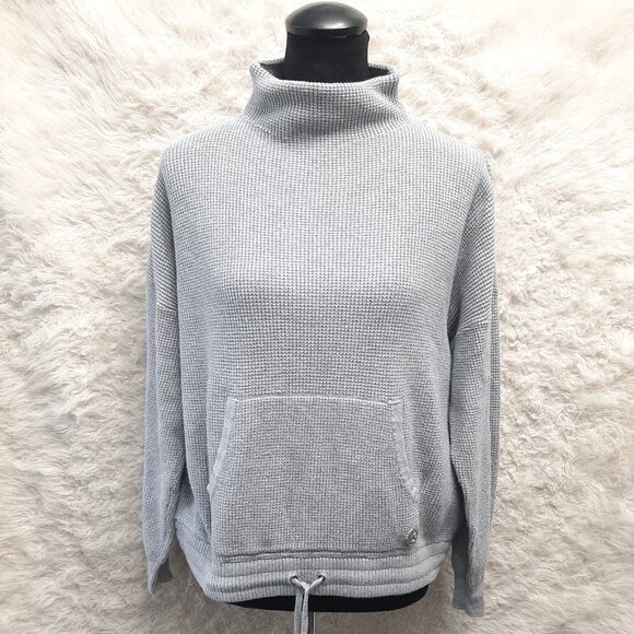 Michael Kors Women's Gray Mock Neck Waffle Knit Kangaroo Pocket Sweater XL - Picture 1 of 8
